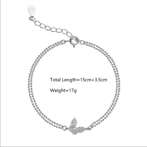 NEW 925 STERLING SILVER BUTTERFLY BRACELET, NICE BRACELET, CUTE BRACELET - Picture 3 of 5
